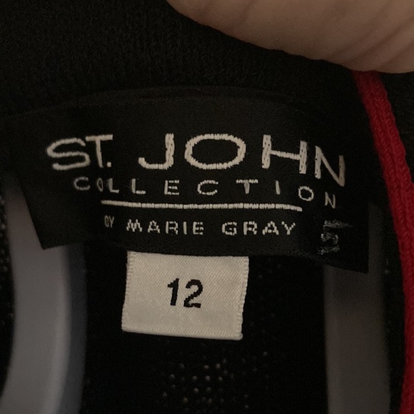 St. John. Vintage Zip Up Navy Sweater With Red Trim and Gold Buttons. - Picture 3 of 4